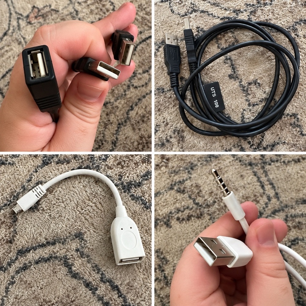 Mixed USB Cable Lot Y-Cable Micro USB OTG 3.5mm Audio Adapters Black White